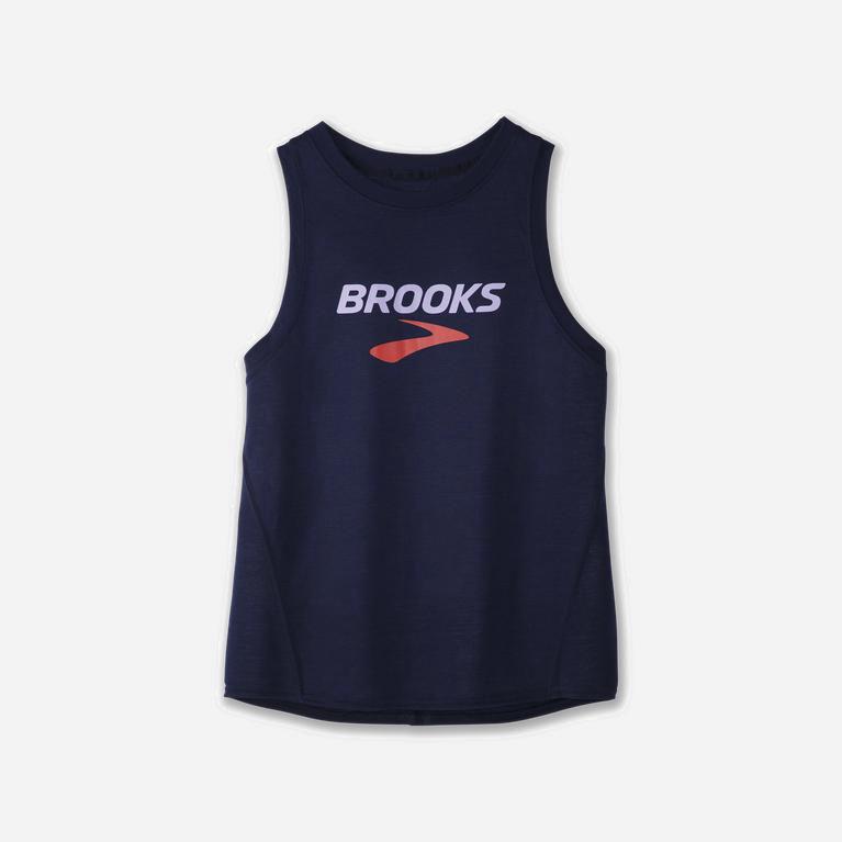 Brooks Distance Graphic - Camiseta Sin Mangas Mujer - Azul Marino (KHEA-80346)